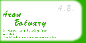 aron bolvary business card